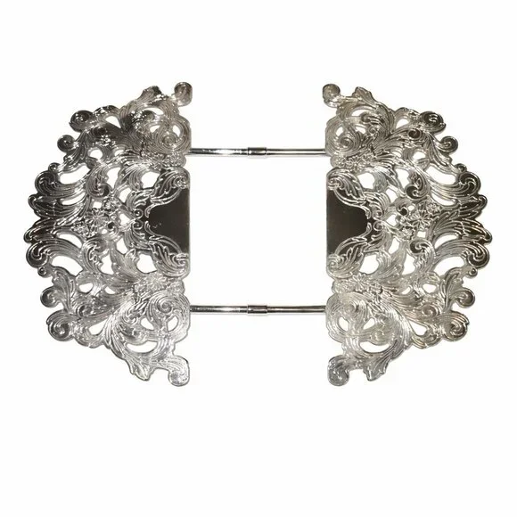 Vintage 90's 2 Piece Lot Silver Plated Ornate Expandable Trivet - Picture 4 of 6